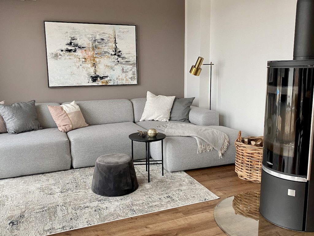 Ferienhaus Wohnzimmer Kamin