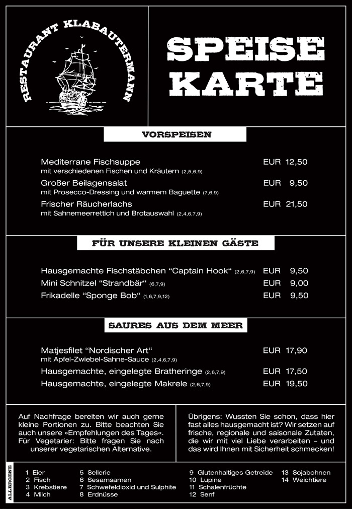 Restaurant Klabautermann MENÜ